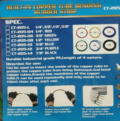 Огъвач - пластмасови жила комплект за изолирани медни тръби - 1/4; 3/8; 1/2; 5/8 3/4 inch