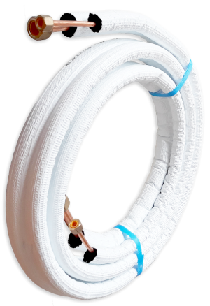 Pre-insulated copper pipe  - 3m Kit, pipe diameter - 1/4 and 3/8, with prepared cones and nuts for air conditioner installation 